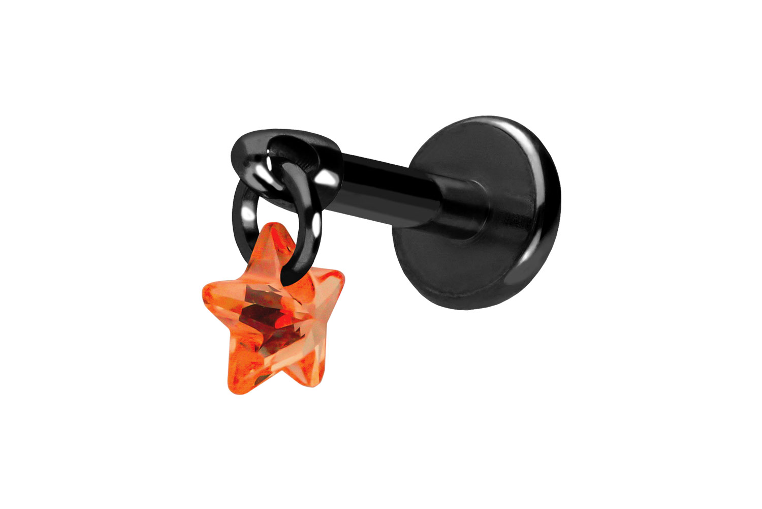 Titan Labret Piercing mit Push Fit KRISTALLSTERN
